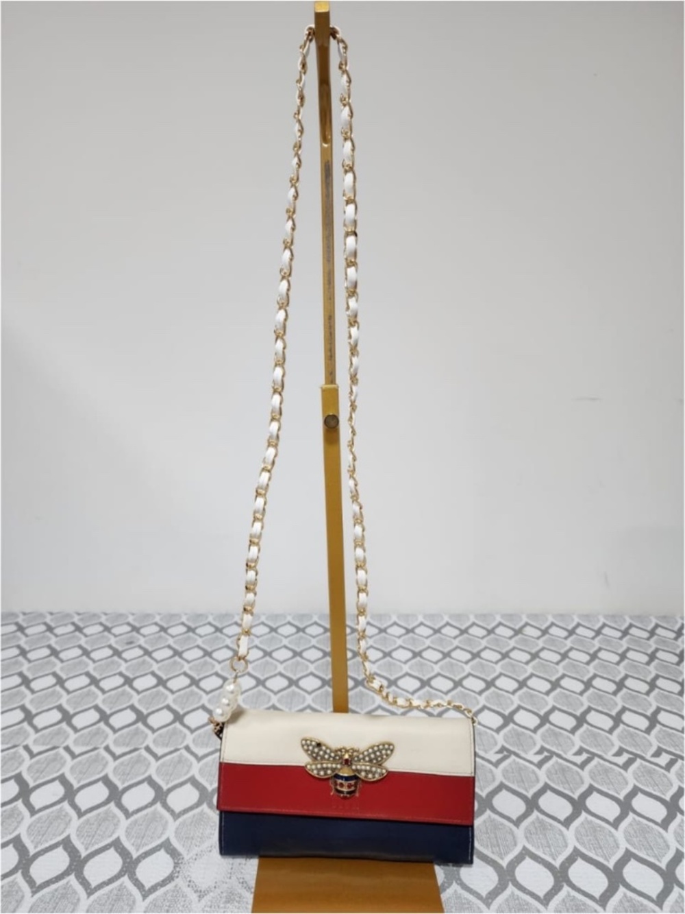 Authentic GUCCI Calfskin Queen Margaret Chain Wallet Multicolor